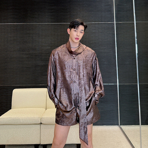 小众设计师高级感法式V领飘带衬衫短裤套装两色2451 P155图片