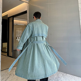 小众设计师美式复古重工水洗牛仔廓形长款风衣两色2496P260，男装风衣，电商C212