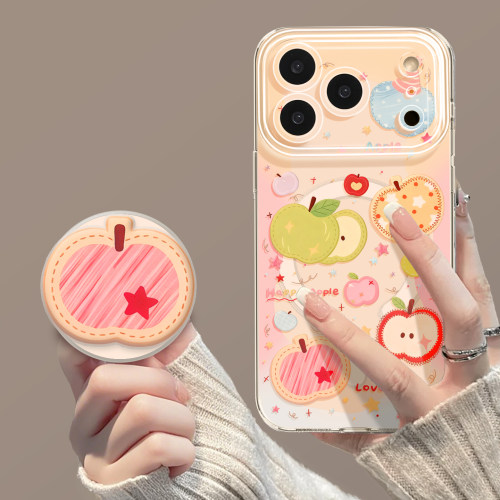 优思顿适用苹果17promax手机壳iphone17磁吸带支架新款水果16小清新13巨好看pro全包max14春天15软壳17pro套