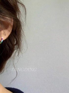 小直径耳扣滴油彩色耳圈ins小众设计简约耳钉个性撞色圆圈耳环女