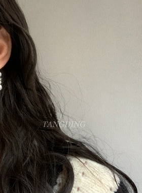 重工碎银珍珠耳圈ins小众冷淡风不规则耳环轻奢个性夸张耳饰925银