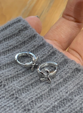 冷淡风金属蝴蝶结耳扣ins韩系复古个性耳环简约精致百搭气质耳钉