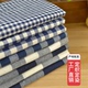 包邮 手工抱枕桌布窗帘复古风 套色深蓝朝阳格面料 深藏青格子布料