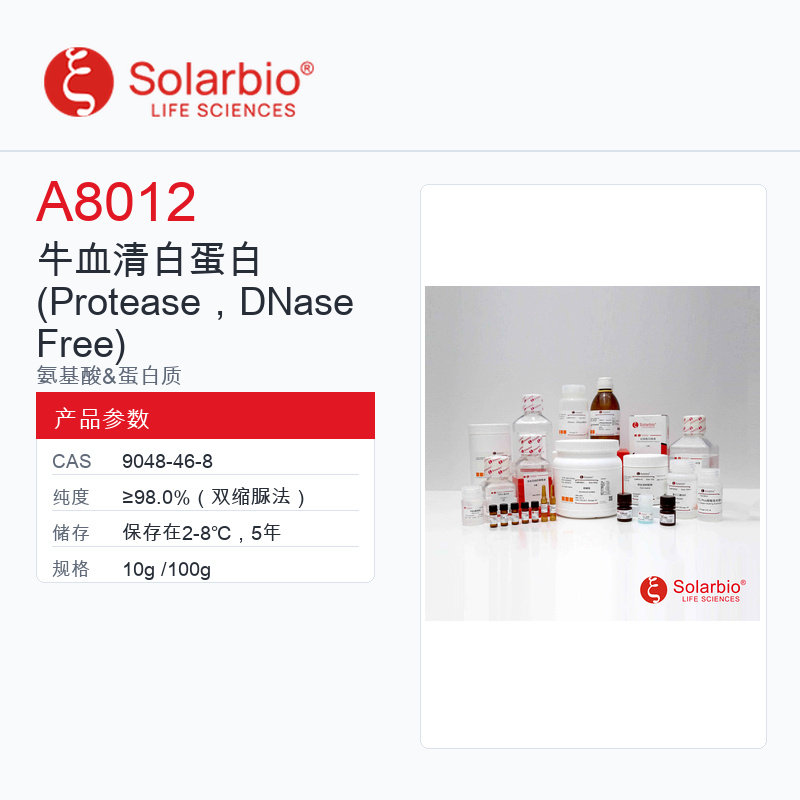 Solarbio 索莱宝 牛血清白蛋白 A8012-10g ≥98.0%