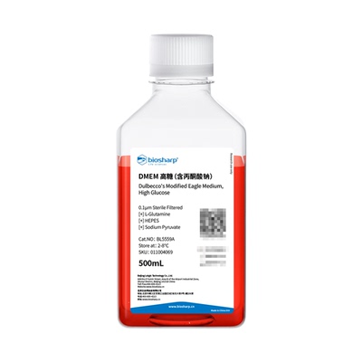 Biosharp白鲨 BL5559A DMEM高糖液体培养基(含丙酮酸钠 含HEPES)