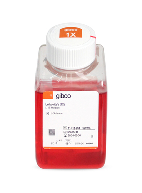 Gibco L-15培养基含L-谷氨酰胺丙酮酸钠不含葡萄糖HEPES碳酸氢钠