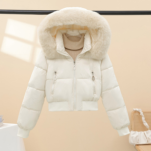 棉服女短款冬季新款大毛领面包服小个子宽松棉衣加厚加绒棉袄外套
