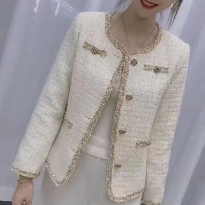 2025春秋季新款高档小香风短外套气质名媛圆领小个子粗花呢上衣女