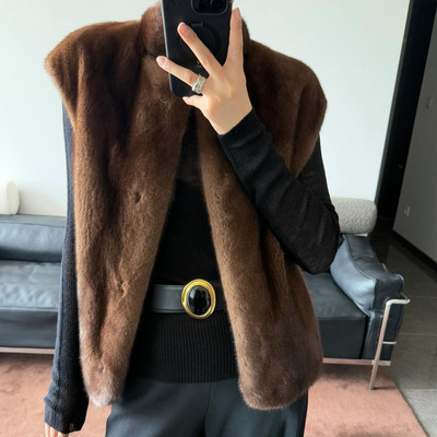 2025秋冬新款环保水貂毛短款马甲