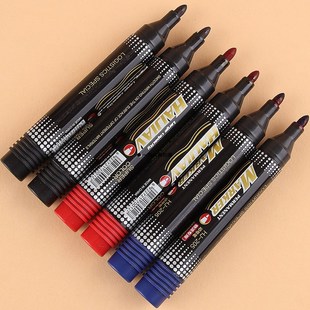 海佳205大头笔100支油性记号笔黑色不掉色红蓝色勾线笔马克笔速干防水粗头签快递物流专用划重点广告海报笔