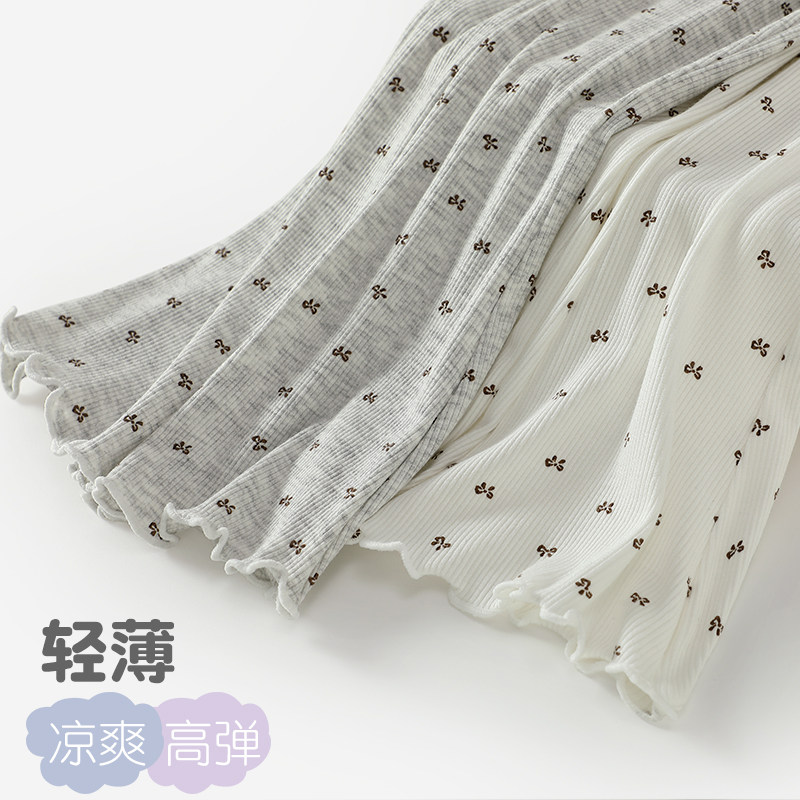 女童夏季薄款莫代尔棉外穿打底裤中小儿童休闲七分微喇叭裤子灰色