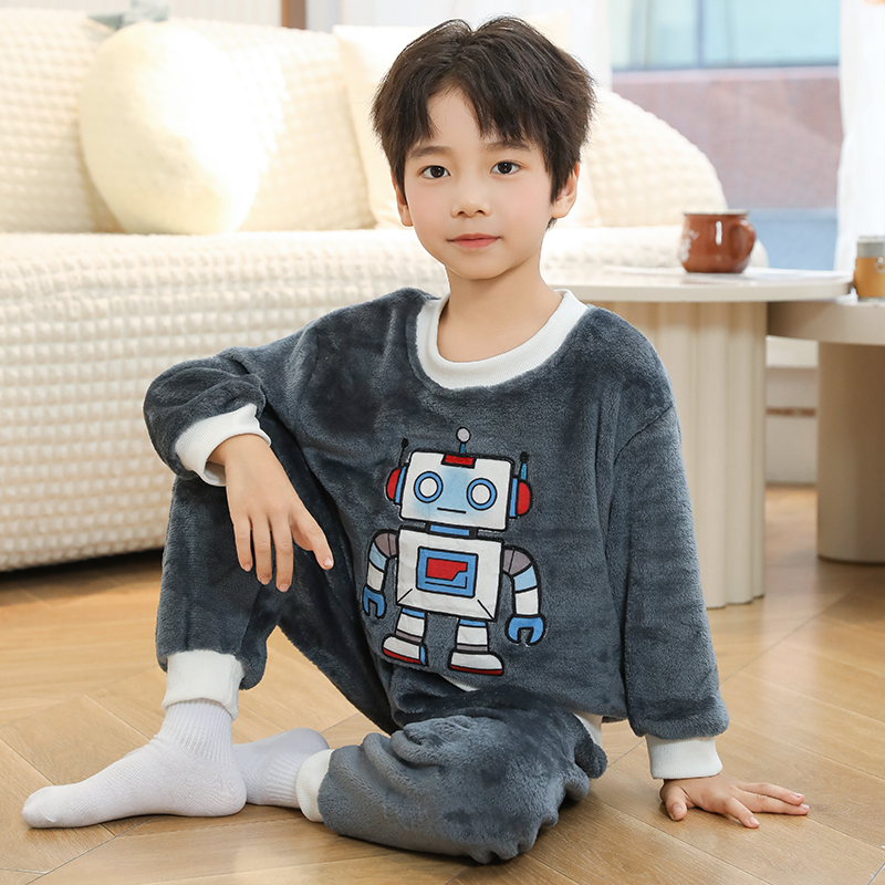儿童睡衣女加厚珊瑚绒保暖套装