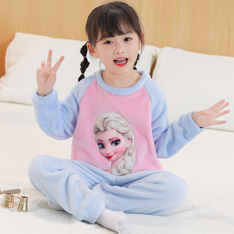 儿童睡衣女童冬季珊瑚绒加厚法兰绒2025新款中大童女孩家居服套装