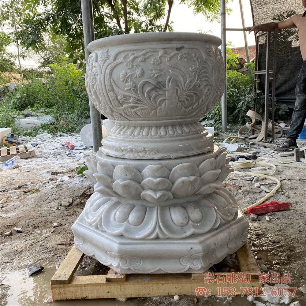 水缸石雕鱼缸花盆庭院石头荷花缸青石仿古门海门口前汉白玉大