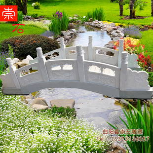 拱桥石雕汉白玉石晚霞红石桥公园别墅石头小桥河道栏板护栏摆件