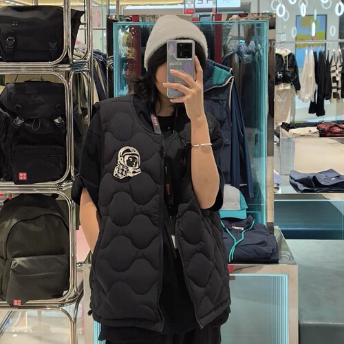 中国李宁BBC联名宇航员男女休闲潮流双面穿羽绒服马甲外套AMRU119