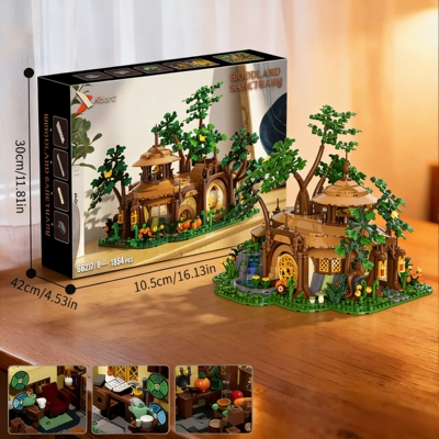 双高Xbert森林庇护所积木精灵树屋拼装模型成人高难度益智玩具