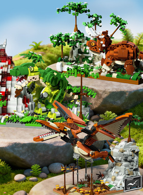 魔域97160-97162恐龙积木摆件儿童男孩益智拼装玩具模型礼品新款