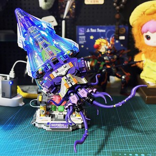 未及银刃乌贼国产拼装积木益智潮玩玩具桌面摆件男生手工diy礼物