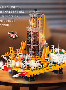 杰星JJ9135石油钻井平台摆件儿童益智拼装diy小颗粒积木模型玩具