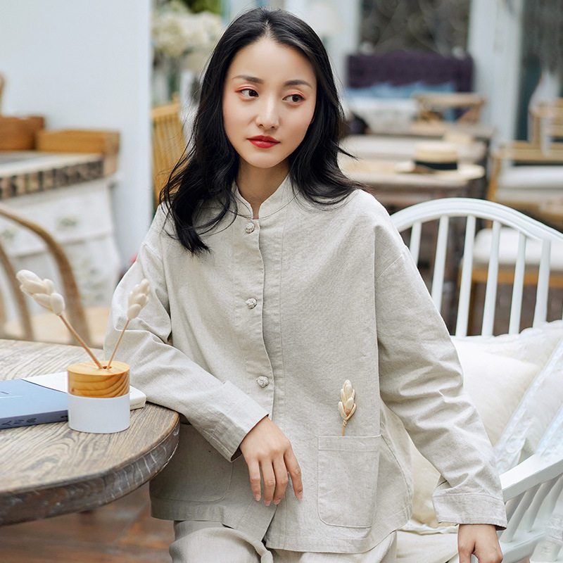 [Heart to heart]Flax shirt Spring new pattern Chinese style Retro frog Cardigan Easy shirtin the Women's clothing/Boutique , Shirt  category - from Buy2taobao.com to provide professional Taobao agent buy service
