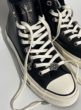 Remake客制十字架鞋片气眼扣黑色皮面高帮鞋百搭舒适男女同款