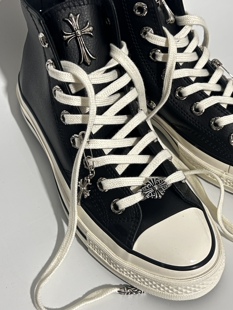 Remake客制十字架鞋片气眼扣黑色皮面高帮鞋百搭舒适男女同款