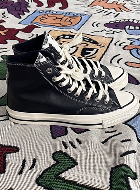 Remake客制十字架鞋片气眼扣黑色皮面高帮鞋百搭舒适男女同款