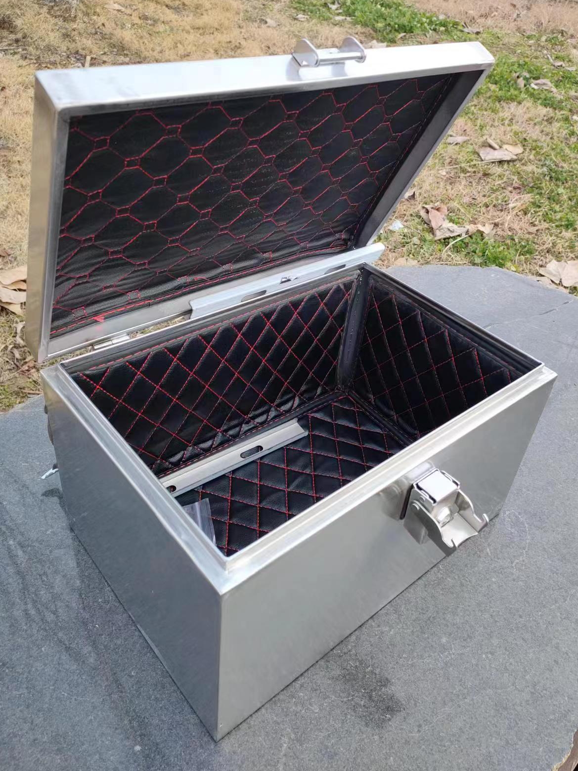 军东不锈钢加厚电动摩托车尾箱子