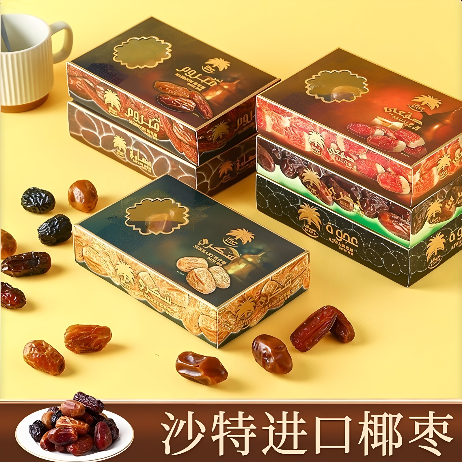 Siafa椰枣干货零食沙特进口纯天然沙漠黄金椰枣自然风干日期新鲜
