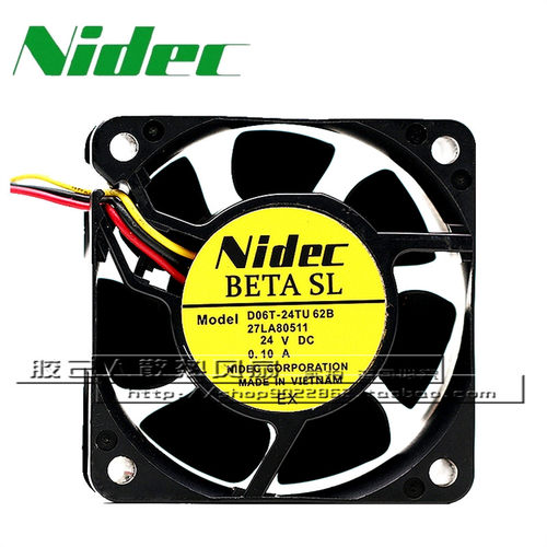 日本NIDEC D06T-24TU 62B 6025 6CM 24V 0.10A安静变频器散热风扇