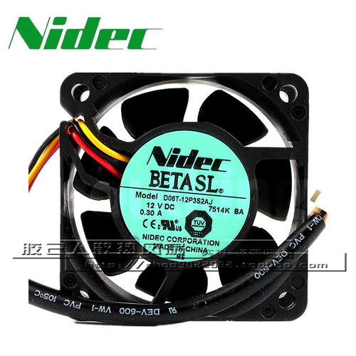 尼迪克Nidec D06T-12P3S2 AJ 6025 12V  0.3A 测速滚珠散热风扇