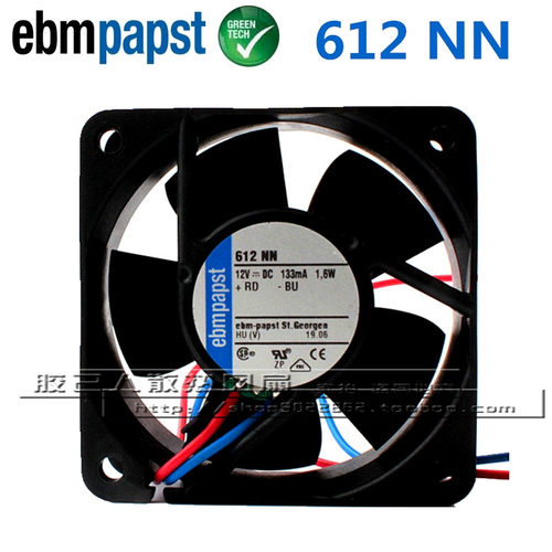 德国ebmpapst风机 612NN 6025 12V 1.6W 双滚珠 服务器散热风扇