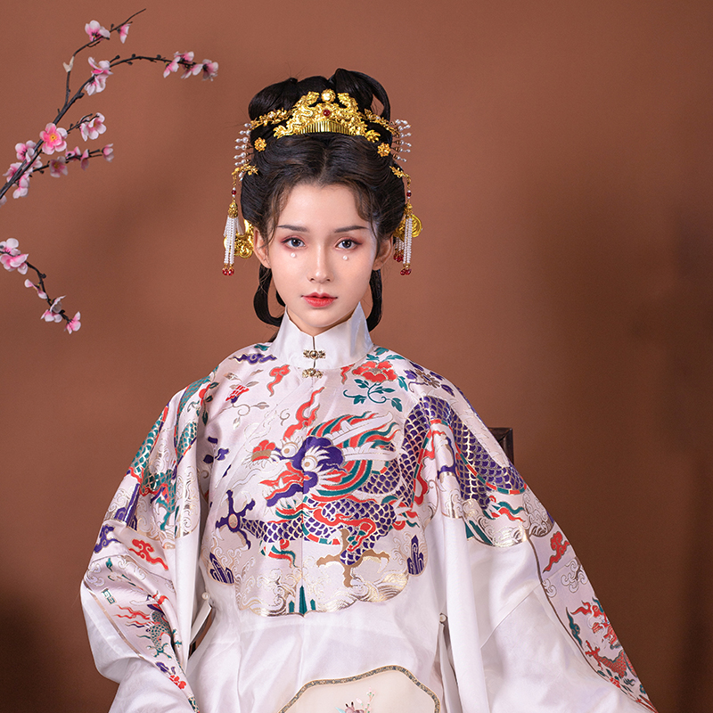 摸鱼儿明制【飞鱼服】仿妆花纱立领长衫圆领长衫女装原创 汉服