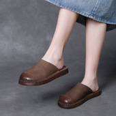 舒适休闲勃肯拖鞋 女夏季 限时99 头层牛皮复古外穿包头半拖鞋