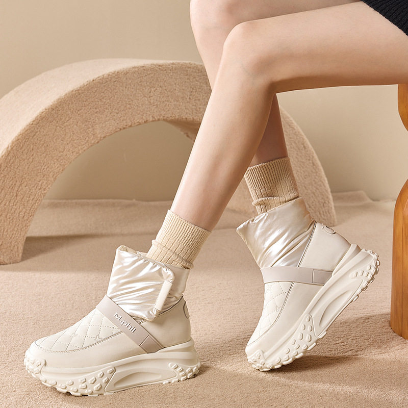 羽绒厚底桑坡雪地靴女2024冬季新款面包鞋加绒棉鞋东北大防水棉靴,女鞋,时尚雪地靴,淘宝优惠券,粉丝福利购,淘宝优惠卷