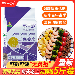 三色糙米新米5斤五谷杂粮红米黑米糙米粗粮七色健身脂减饭大米