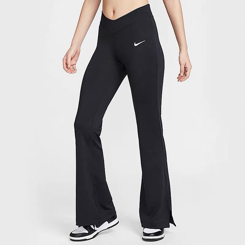 Nike/耐克 女子休闲训练微喇中腰裤脚开衩紧身瑜伽长裤IB5586-010