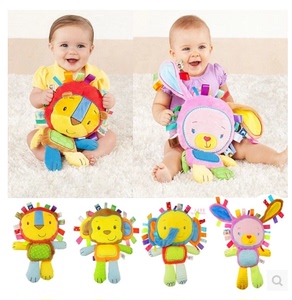 新生婴儿童标签手抓安抚巾 宝宝睡眠安抚玩具婴儿响摇铃玩偶