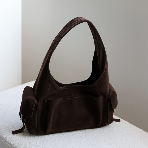 韩国小众工装真皮多口袋腋下包