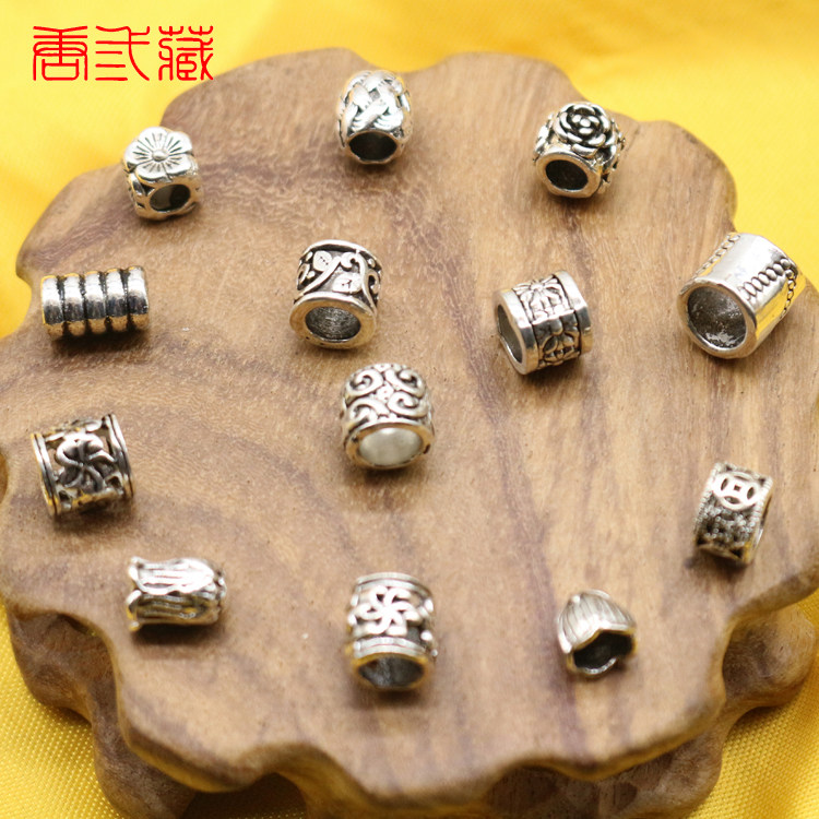 西藏鸡血藤弯管配件 DIY手工药藤手镯 套头配饰堵头扣头合金饰品