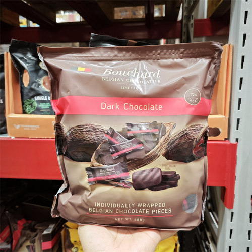 山姆代购bouchard比利时进口纯黑巧克力纯可可脂休闲零食910g