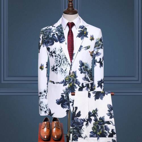 Men 2 Pieces Slim Fit Casual Tuxedo Suit Male Suits Set 套装
