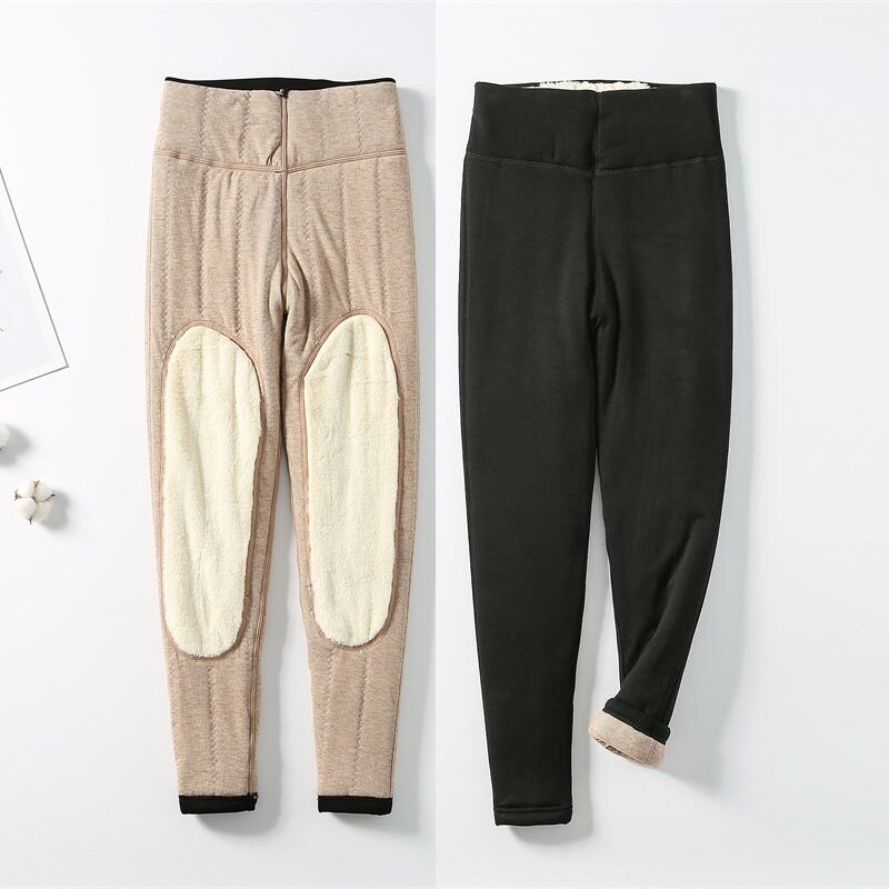 冬季女士加肥加大羊毛保暖裤加绒加厚中老年护膝护腰打底裤棉裤女