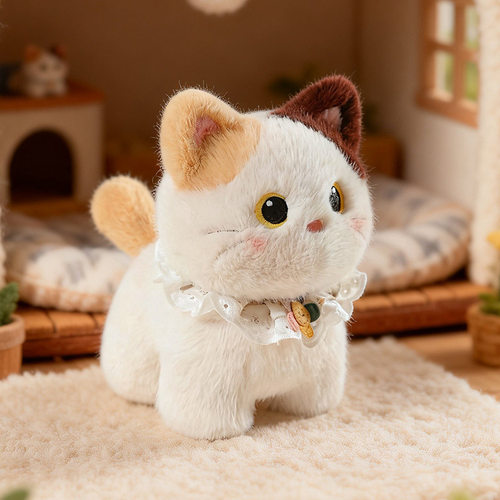 可爱围兜喵星人毛绒玩偶呆萌三花猫布偶猫公仔挂件布娃娃儿童礼物