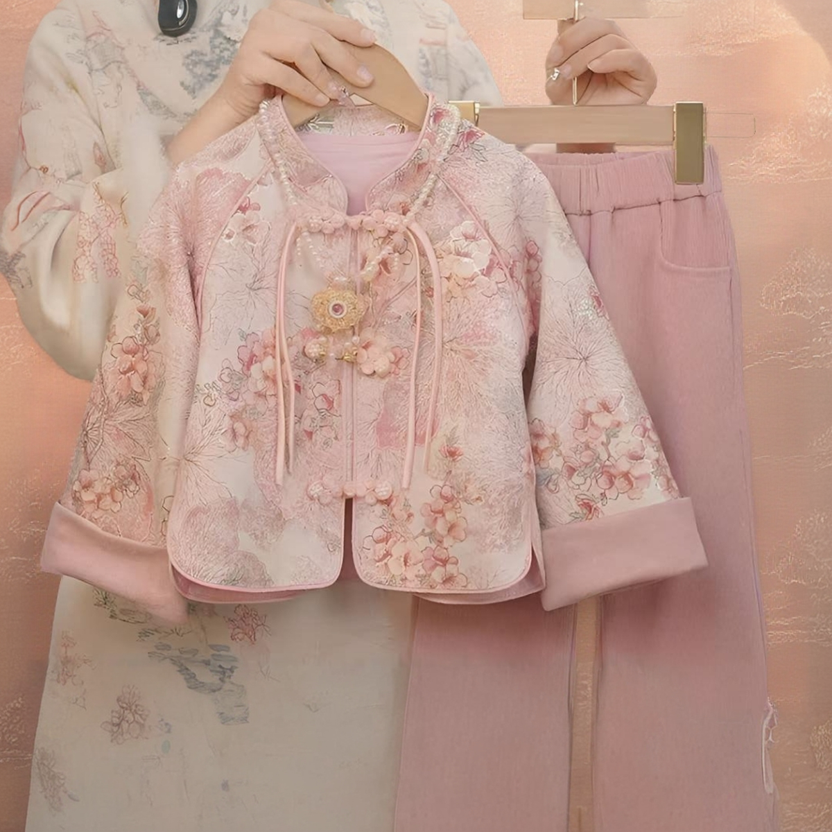 冬季加绒加厚女童拜年服