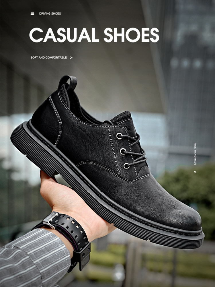 HUAGANG CAMEL LEATHER SHOES MENS GENUINE LEATHER SOFT-SOLED MENS FORMAL WEAR BUSINESS CASUAL SHOES BRITISH STYLE THICK-SOLED WEDDING GROOM SHOES