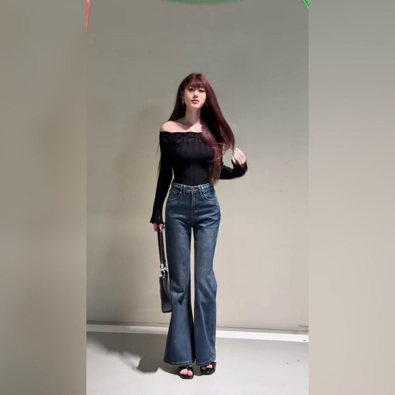 时尚低腰牛仔裤阔腿裤常规版型舒适百搭展现随性休闲风格