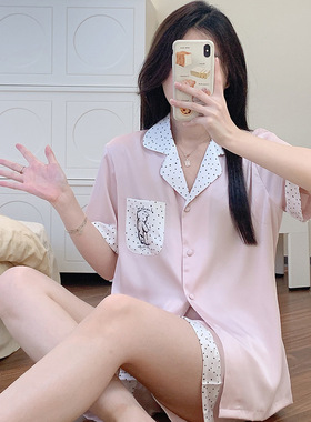 冰丝睡衣女夏季短袖短裤可爱薄款级感新款家居服套装醋酸丝睡衣