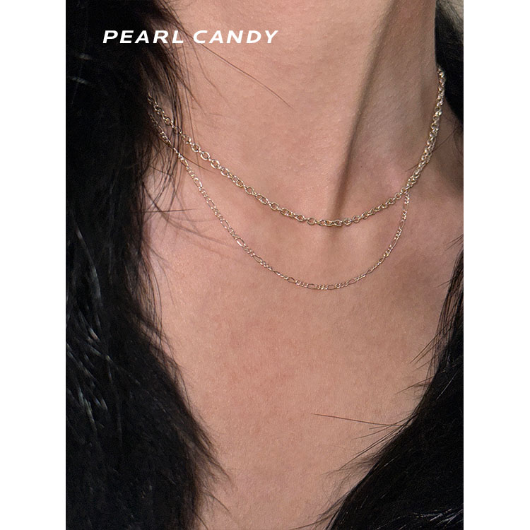 PEARL CANDY 双层细闪链条choker短款ins时髦辣妹百搭925纯银项链 饰品/流行首饰/时尚饰品新 项链 原图主图